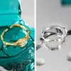 100% 925 Sterling Silver Oregelbunden öppen storlek Ring för kvinnor Micro CZ Zircon Rings Wedding Engagement Party Gifts