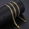 4mm Platte Gehamerd Curb Cubaanse Ketting Armband Goud Mix Zilver Kleur voor Vrouwen Mannen Sieraden Set GN64A