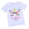 Set di abbigliamento Fashion Unicorn girocollo T-shirt Lace Princess gonna corta + set di quattro pezzi a forcina per cartoni animati Abito natalizio all'ingrosso