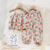 Vestiti estivi per bambina per bambini Set di abbigliamento per bambini di moda Completo per bambina in stile sud coreano 2 pezzi Set di vestiti 210715