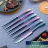 6Pcs set Stainless Steel Steak Knife Black Rose Gold Silver Sharp Table Knives Set Restaurant Cutlery Flatware Dinnerware set237C