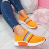 Été femmes baskets sans lacet doux chaussures pour femmes plat décontracté chaussette chaussures dames maille Lofaers mode vulcaniser chaussures 210322