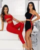 Nova celebridade Khaki Black Red Hollow Out Bandage Jumpsuit de traje de alta qualidade