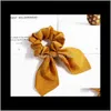 Bow Satin Silk Scrunchies Accessoires Femmes Ladies jeunes couleurs assorties go2ai Bands de caoutchouc irgyp