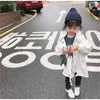 Jesień Koreański Styl Baby Girls Fashion Długim Rękawem Kopa 2-6 lat Solid Color Loose Casual Lashing Coat Children Kurtki 210508