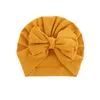 18 Cores Bebê Bonés Bonitos Bow-Knots Turbans Solid-Color Hat Crianças Acessórios De Cabelo Algodão Headbands