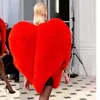 IEFB / 2021 Yeni Sonbahar Kalp Desen Kişilik O Yaka Fermuar Kolsuz Abartı Ceket Kadın Moda Gelgit OB140 Y0829