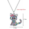 Simpatico gatto unicorno collana pendente per donne ragazze bambini moda cristallo colorato cartone animato animale collane gioielli regali