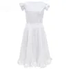 Robes décontractées Zoulv 2021 manches courtes dentelle patchwork plissé volants tutu robe sexy fête de mariage mode femmes blanc long