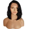 14-18 inç Sentetik Saç Peruk Brezilyalı Bakire Simülasyon İnsan Saç Dantel Ön Peruk Tutkalsız Kısa Bob Dalgalı Siyah WomenFactory Dir