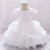 2021 Winter White Cake Tutu Dress 1st Birthdays Dress For Baby Girl Clothes Baptism Princess Party Dresses Flower Girl Shoulderl G1129