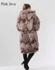 Ppink java 19036 casaco de pele real mulheres jaqueta de moda longo casaco de pele real disponível 211019