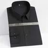 Formell affärsmän stretch klänning skjorta Social vanlig passform Långärmad Fast färg Non-Iron Office Smart Casual Shirt 210708