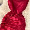 Seksi Yay Bağlı Spagetti Kayışı Bodycon Mini Elbise Kadınlar Yaz Kolsuz İpli Dantelli Rahat Streetwear Kulübü Parti Vestidos Y0603