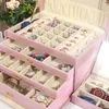 Worzaki biżuterii, Torby Duży Multi Layer Storage Box Organizer Dla Girl Case Różowe Kolczyki Korei Wyświetla drewniane pomysły na prezenty