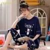 Pajama Set Женщины Соли Плюс Размер Бульвета Летние Шорты Хлопок Ночная Одьба С мягкой женской пижамой 4XL 5XL 210809