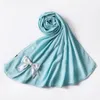 Branco arco decoração chiffon hijab lenço mulheres scarves muçulmanos xaile bandana turbante índia estilo