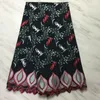 5Yller / pc topp försäljning vin blomma broderi afrikansk bomull tyg swiss voile spets match rhinestones dekoration pl11767