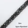 Otros 38-95 piezas Cuentas de piedra natural Brillo negro Espaciador suelto redondo 4-10 mm para hacer pulsera de bricolaje Collar Hallazgos de joyería Rita22