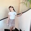 Girls Summer Suits 2021 Fashion Toddler Baby White T shirt With Flowers Skirt 2 Pcs/set Children party Clothing 86 Z2