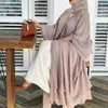 Etnisk Kläder Solid Open Abaya Kimono Dubai Turkiet Kaftan Muslim Cardigan Abayas Klänningar för Kvinnor Casual Robe Femme Caftan Islam