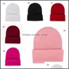 Andra textil textilier hem trädgård solid färg unisex beanie höst vinter ull blandningar mjuka varma stickade män kvinnor skl cap hattar gorro ski