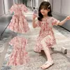 Robe d'été pour filles motif floral filles robes robe à plusieurs niveaux enfant style décontracté vêtements pour enfants 6 8 10 12 14 Q0716