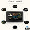 FanJu FJW4 Digitale Alarm-Wanduhr, Wetterstation, WLAN, Innen- und Außentemperatur, Luftfeuchtigkeit, Druck, Wind, Wettervorhersage, LCD 210719