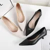 Split Soft Leather Women Heels Shoes Spring Autumn Solid Black White Pointed Toe Comfortable Sexy Elegant Work Woman Pumps 210520