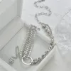 Pendant Necklaces 316L Stainless Steel Hip-hop Personality Multi-layer Necklace Stitching Inlaid Zircon Collier Piment