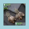 Studörhängen smycken S1478 Bohemian Fashion Vintage Dreamcatcher Feather Tassel Dangle Drop Delivery 2021 PPIEX