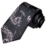 Bow Ties Black Pink Floral Silk Wedding Tie For Men Handky Cufflink Necktie Set Fashion Design Business Party Drop Hi-Tie