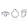 Ny Diamond Heart Ring Högkvalitativ Koppar 14K Guldpläterad Iced Out Cubic Zirconia Ringar Hip Hop Fashion Smycken Gift för Kvinnor