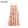 Boho estilos floral impressão vestido longo sexy profundo decote em v sem mangas praia mulheres verão sem costas férias soltas 210508