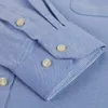 Heren lange mouw Blue Oxford Dress Shirt met Linker Borst Pocket Katoen Mannelijke Casual Solid Button Down Shirts 5XL 6XL Big Size 210609