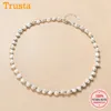 TrustDavis luxe 925 en argent Sterling doux 6mm perle baroque 3mm perles collier ras du cou pour les femmes bijoux de fête de mariage DA1704