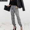 Moda Mulheres Calças Capris Mid Cintura Leopard Imprimir Streetwear Lápis Escritório Festa Clube Plus Size Roupas 210515