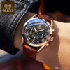 Olevs Top Brand Mens Quartz Bekijk Noctilucent Business Waterproof Luxury Watches Leather Strap Relogio Masculino Multifunction Six3410329