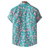 Стильный фламинго Print Print Hawaiian Aloha рубашка мужчины летнее лето с коротким рукавом пляжные рубашки мужские праздник праздник каникула одежда 210809