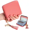 Card Holders Women Business Holder 100% Cow Leather Wallet Prevent Zipper Female Red Blue Pink Lady WM40