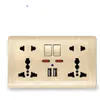 EU Standard t Gray Embedded Panel 2.1A Dual USB Port AC 110-250V UK Wall Power Socket Universal 5 Hole Outlet