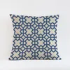 Blauwe geometrische strepen kussenkussenkussen kussen geometrie bloempatroon katoen linnen huisdecoratie sofa throw case kussen/decoratief