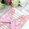 2021 Elegant New 5*7 Pink Invitations Cards With Ribbon For Wedding Bridal Shower Engagement Birthday Graduation Party Invite