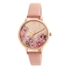 Wristwatches Flower Wzór Okrągły Case Watch Kwarcowy Watch Relogio Feminino Zegarek Damski 2021