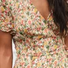 Vrouwen zomer boho strandjurken 2022 bloemenprint vintage ruche chiffon jurk v nek een lijn sexy wrap mini casual