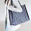 Korean striped handbag canvas women's vegetable shopping bag carrying Lunch Bags 4color T2I52276