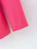 Elegant Women Chic Button Blazer Office Ladies Pocket Jackets Casual Female Sliced Abita di ragazze rosa solide 210427