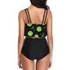 Menas de banho feminina Senhora Sexy Biquíni Split Floral Print Push-Up Bra Bra Strappy Sports Swimsuit Feminino Vestido Mujer