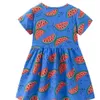 Jumping Meters Watermelon Print Princess Summer Girls Dresses Selling Baby Short Sleeve Frocks Party Dress Clothing 210529