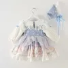 2 sztuk Baby Girl Jesień Vintage Boutique Sukienka Maluch Koronki Hiszpańskie Lolita Princess Dresses Dla Dziewczyny Birthday Party Ball Suknia 210615